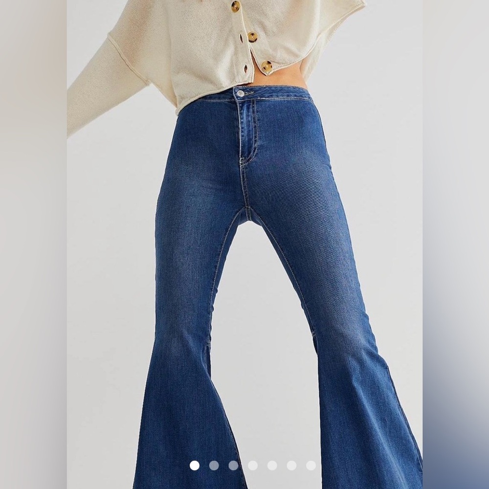 Free People Dark Blue Bell Bottom Jeans